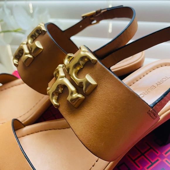 NEW Tory Burch Eleanor Heel Sandal Nevada Crust- Vachetta - Picture 7 of 9